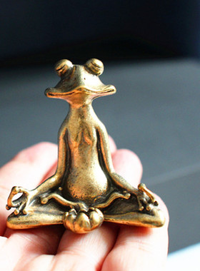 塔香座铜器摆件青蛙摆件黄铜座禅