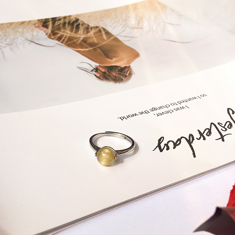 Natural blonde crystal open ring yellow hair crystal ring
