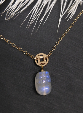 小众月光石包金招财转运轻奢吊坠