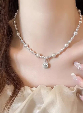 【抖音同款】升级防掉色铜合金项链 曼塔玫瑰冰花方糖项链 XL-152