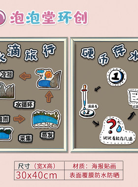 幼儿园科学区环创布置装饰科探小实验沉与浮硬币存水有趣静电墙贴