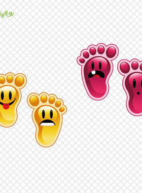 幼儿园楼梯走道提示表情小脚丫小脚印排队地贴防晒防水贴画