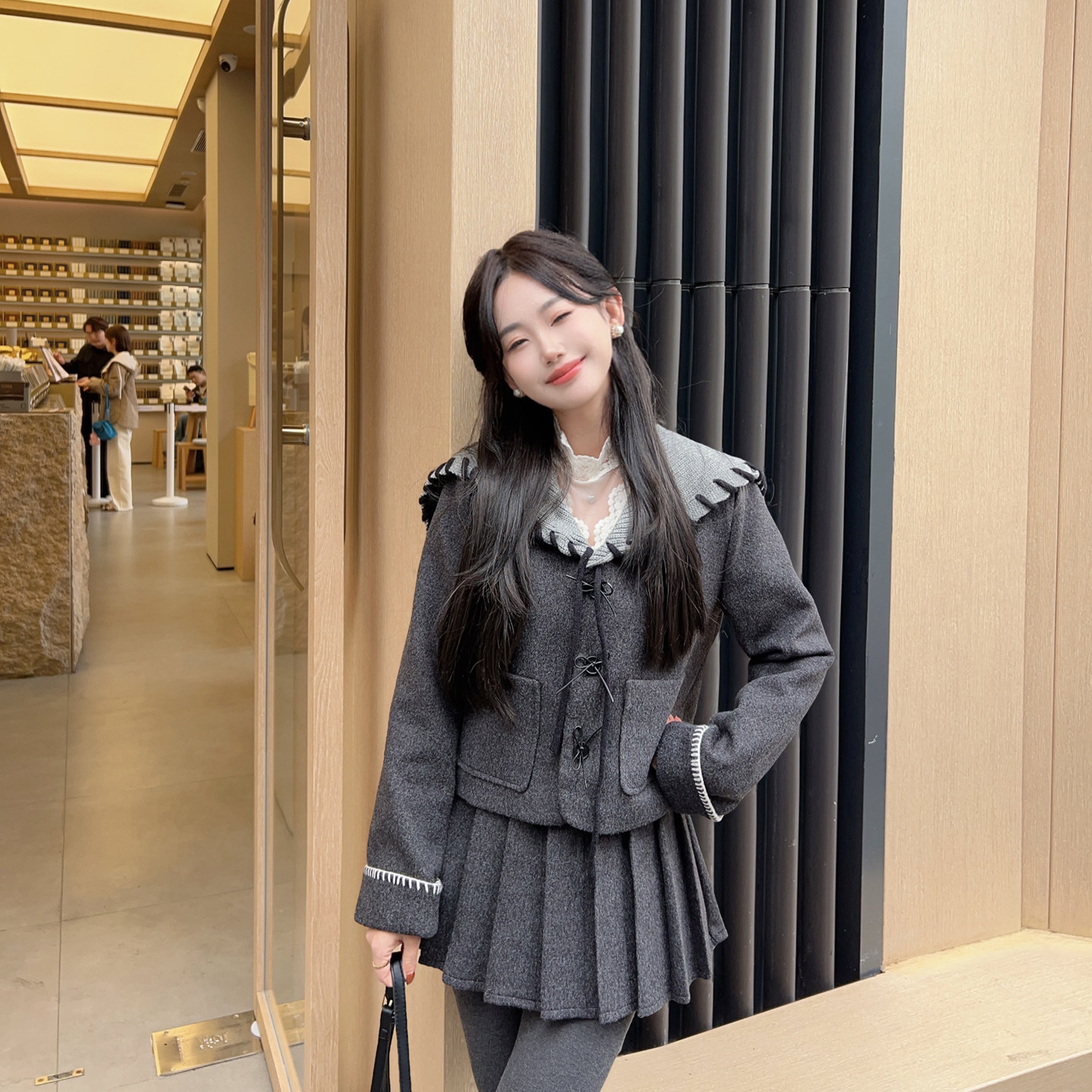 小小家 小个子小码冬季毛呢夹棉外套+厚款百褶半身裙套装甜美上衣,淘宝优惠券,粉丝福利购,淘宝优惠卷