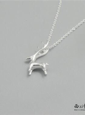 一鹿有你纯银森系日韩风短款吊坠
