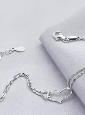 纯银原创韩版四叶草心扉配饰手链