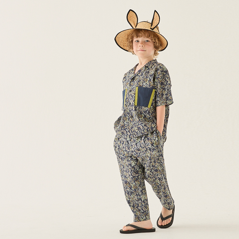 6Z 现货Little日本elfinfolk SS25男女宝复古纯棉衬衫裤套装,淘宝优惠券,粉丝福利购,淘宝优惠卷