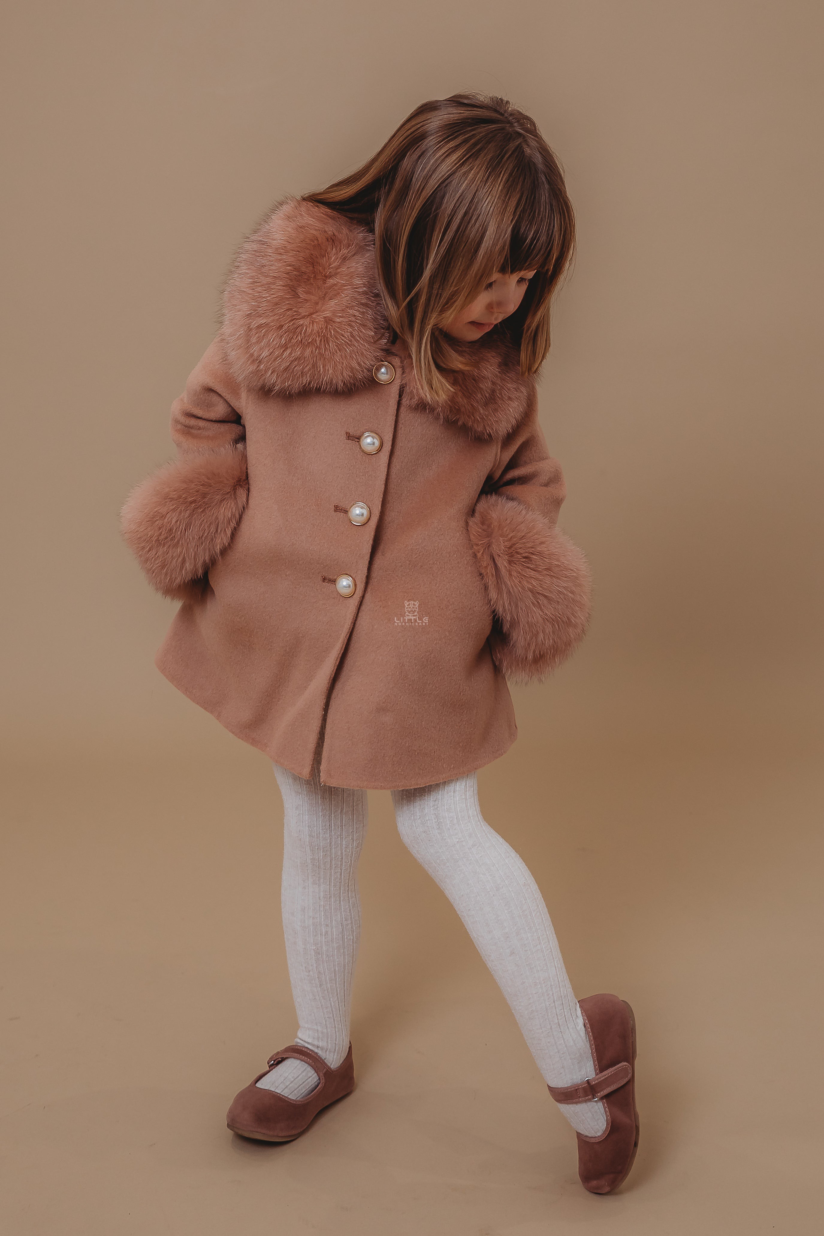 5Z不退不换英国Bobble Babies FW22秋冬女宝宝羊绒领毛呢大衣-图2