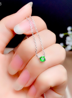 活圈925银镀白金 4*4mm 透辉石 戒指 耳钉 锁骨链 空托 V172