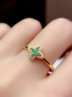 3*3mm 活戒圈925纯银镀白金天然祖母绿 戒指 空托 V1056