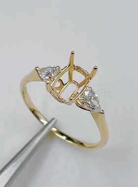 18k金 椭圆 肥长方形7*9--6*8--8*10mm 18K白金 黄金  戒指空托