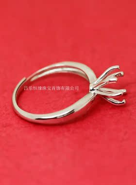 圆形纯银镀金莫桑钻石戒指空托