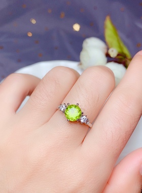 925银紫水晶天然橄榄石戒指