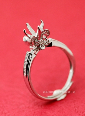 925银镀白金莫桑石戒指空托