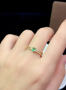 3*4mm 活戒圈925银镀金天然祖母绿 海蓝宝 红宝石  戒指空托V1064