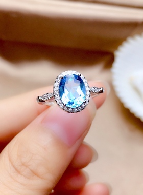 925银镀白金托帕石戒指