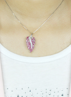 925银2.5*5mm天然红宝石吊坠 豪华款