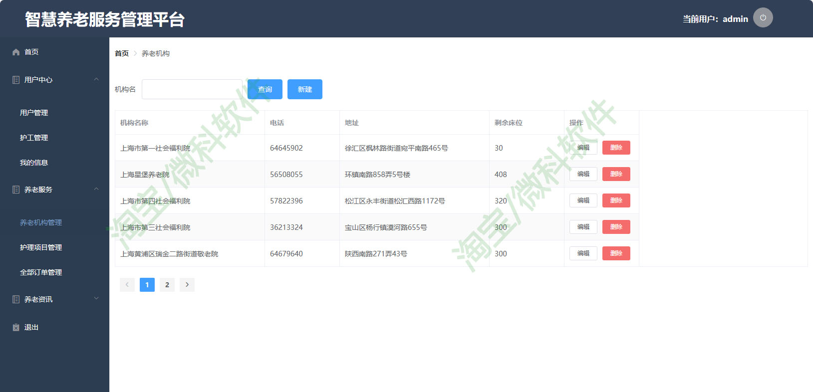 springboot+vue养老院管理系统java用户护工护理订单jsp源码mysql - 图2