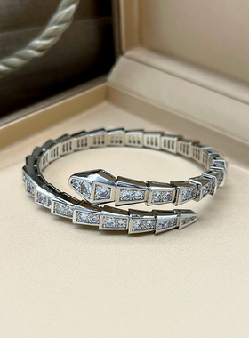 欧美巴洛克蛇形手镯窄版镶钻高级感时尚轻奢蛇骨开口镯子蛇年手饰