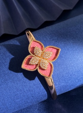 四叶草手镯女菱形花朵镶钻手环