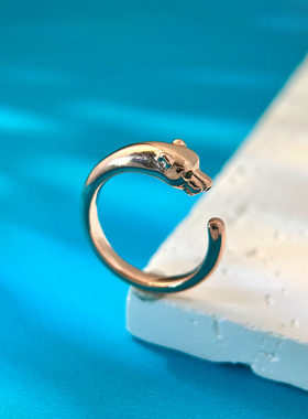 欧美高级感光面开口豹子头戒指环