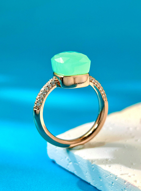 时尚潮款蘑菇头多彩水晶戒指女