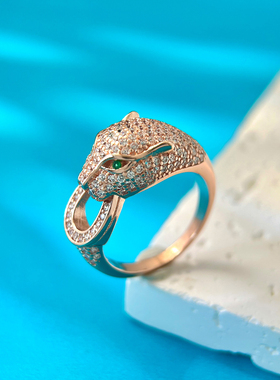欧美2025新款豹子头戒指个性指环