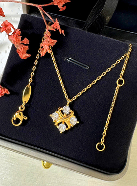 黄铜十字链女拼色工艺满钻饰品