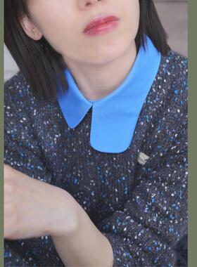 设计感克莱因蓝显白小众假领子