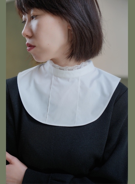 原创设计袖珍玫瑰白色立领假领子