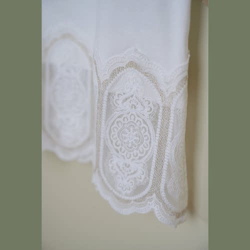 高阶复古摩登～唯美蕾丝主义的白色打底衬裙半身裙修身裙 - 图1