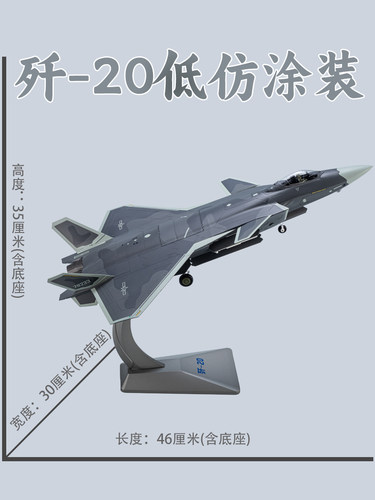 1:48中国歼20隐形战斗机模型 合金J20仿真飞机成品摆件收藏航展礼 - 图0