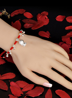 男女纯银机器猫999足银手脚链