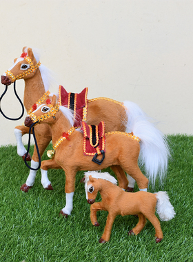 会叫仿真黄马动物拍照道具模型