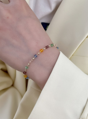 mini彩色水晶项链女轻奢法式简约基础百搭时尚小众设计感锁骨链