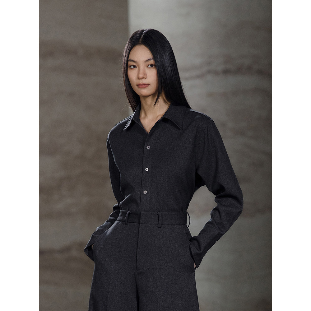 「 鹦鹉梨」COMMON VALUE 进口空气绒 法式休闲长袖衬衣23D0103