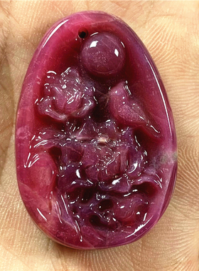 雕刻吊坠蔷薇辉发夹紫茄子项链