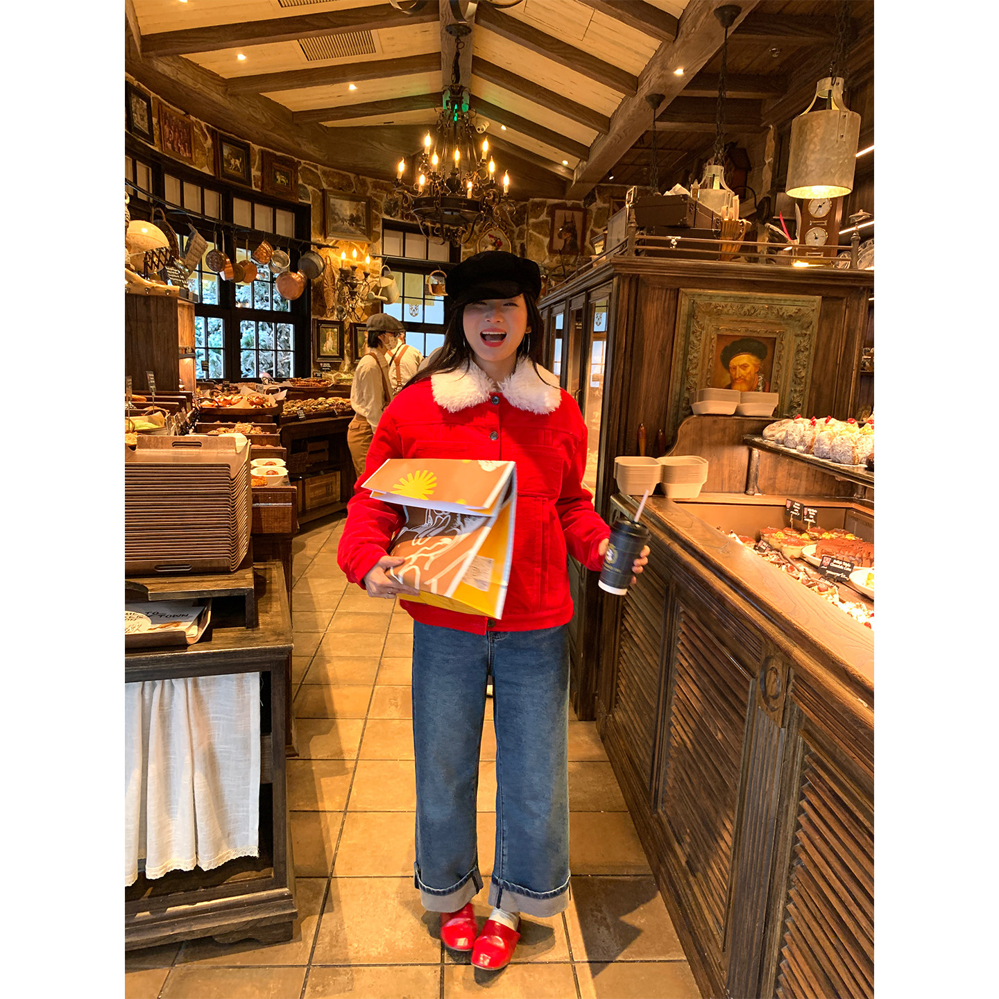 落落狷介棉服女款冬季灯芯绒短外套女2025新款小个子红色刺绣夹棉,淘宝优惠券,粉丝福利购,淘宝优惠卷