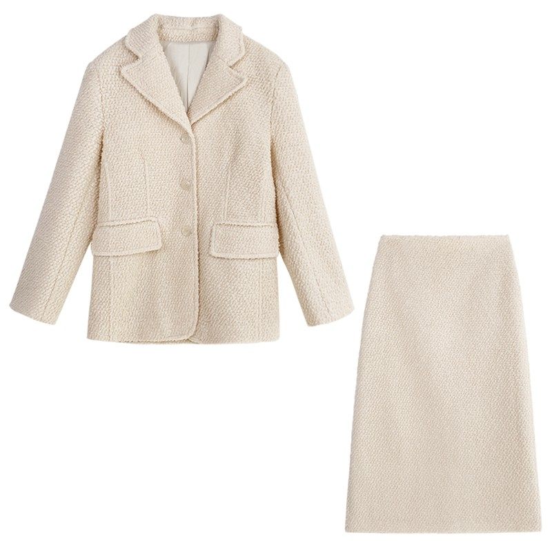 落落狷介 小香风套装高级感时尚套装裙女粉色毛呢外套+毛呢半身裙,淘宝优惠券,粉丝福利购,淘宝优惠卷