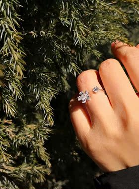 纯银透明白色锆石日韩风戒指包邮