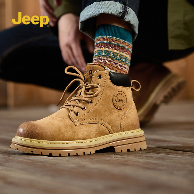 jeep吉普马丁靴男新款大黄靴工装机车耐磨秋复古男士鞋P234M08386 - 图0