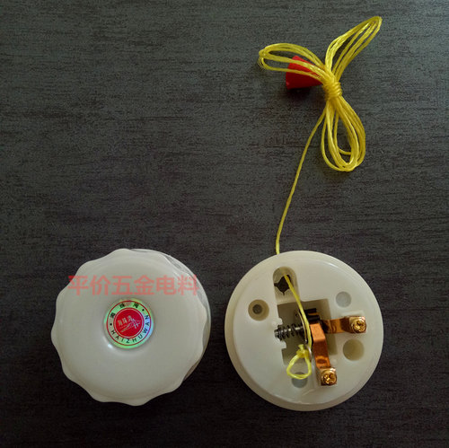 老式拉线开关家用灯泡单控手拉盒圆开关铜柱接线墙壁拉绳电灯开关 - 图0