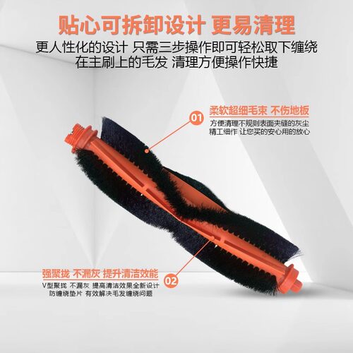 适配小米米家扫拖地机器人配件3C增强版E10边刷滤网滚刷拖布抹布 - 图1