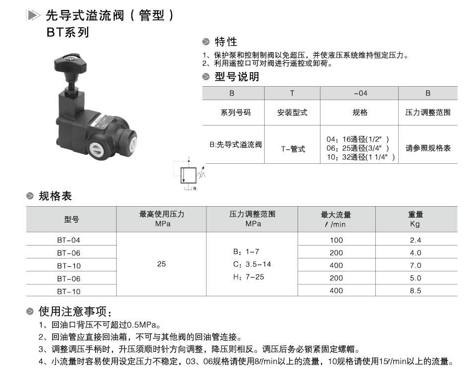 液压管式溢流阀 RV-04T;RV-06T溢流阀BT-04 BT-06管式调压阀 - 图2