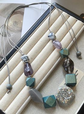 时尚夸张民族风度假配饰项链小众长款毛衣链可调节吊坠裙子挂件