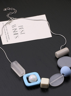 小众设计感蓝色项链女2025新款