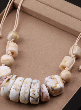 独特漂亮白色长款设计感项链文艺复古民族风高级感配饰毛衣链