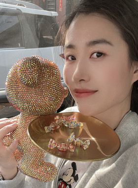 贴钻DIY暴力熊收纳托盘摆件