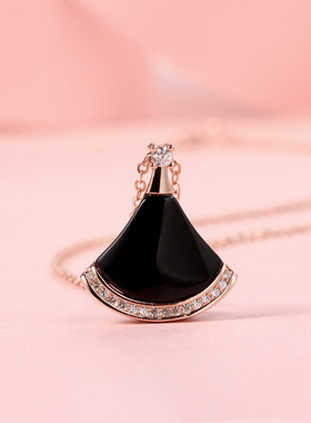 s925银饰小裙子饰品纯银项链扇形贝壳时尚吊坠简约锁骨链女ins