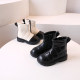 Girls' Street Short Boots Second Cotton Black Fashion Boots Korean Style Plus Velvet 2023 Autumn New Children's Waterproof Martin Boots