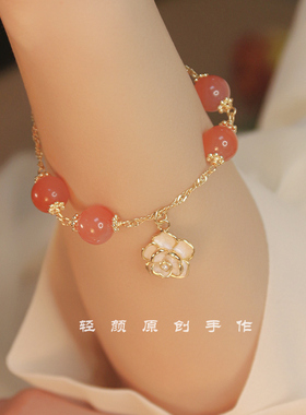 天然南红玛瑙手链ins小众设计